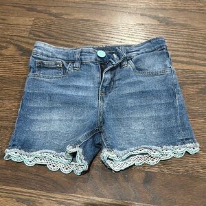 Vigoss Blue Lace Trim Denim Shorts